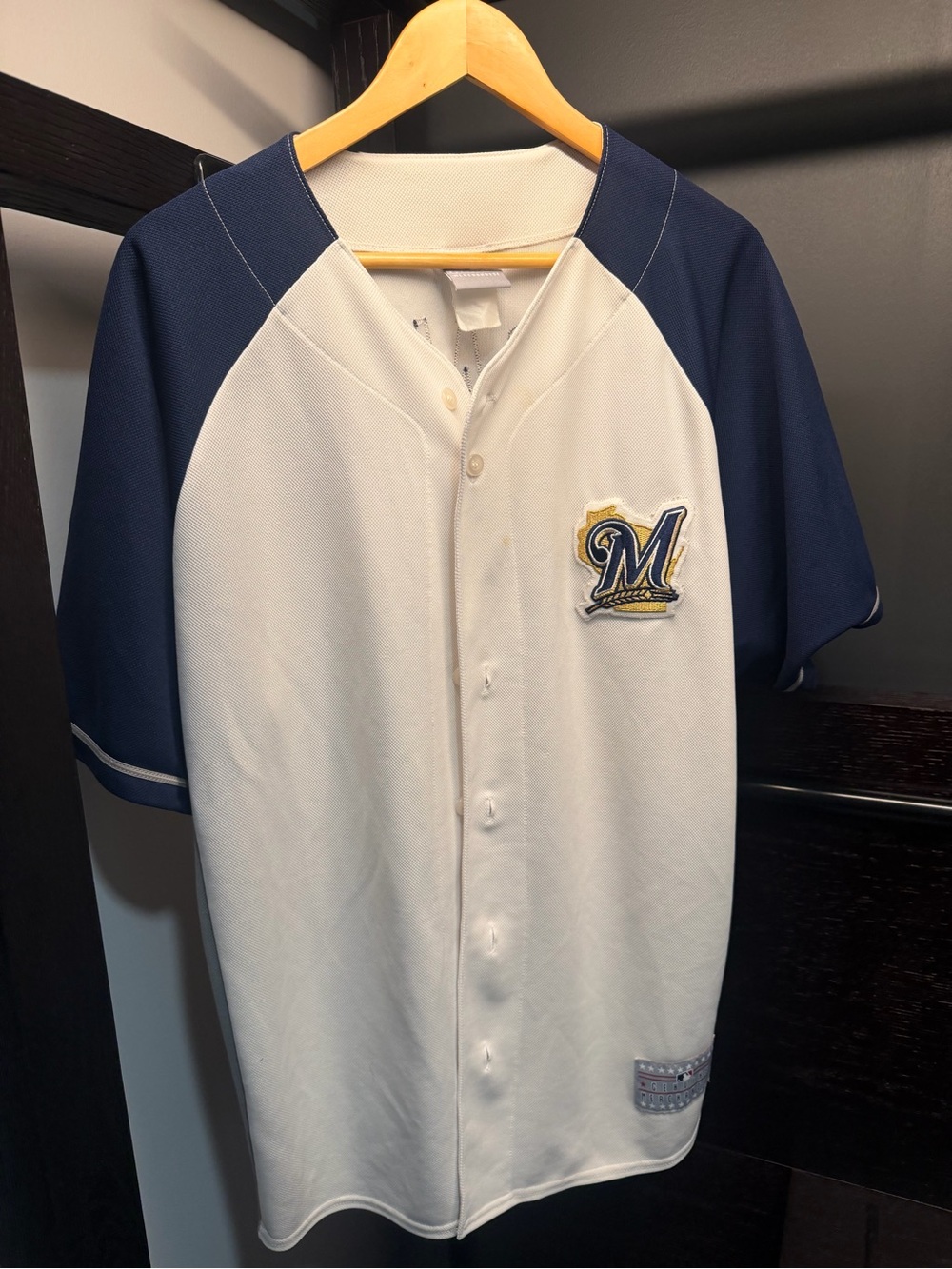 Milwaukee Brewers White & Navy Baseball Jersey